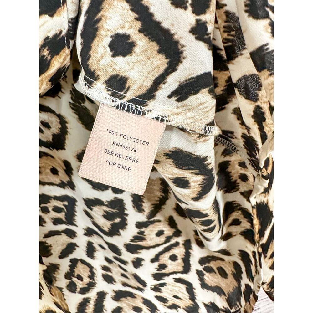 Philosophy Womens Leopard Print Collared Button-Up Blouse Brown Black Size Small - Picture 9 of 12